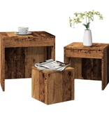 VidaXL 3-delige Tafeltjesset bewerkt hout oud houtkleurig