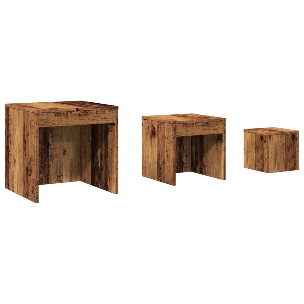 VidaXL 3-delige Tafeltjesset bewerkt hout oud houtkleurig
