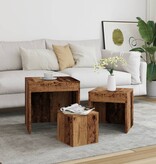 VidaXL 3-delige Tafeltjesset bewerkt hout oud houtkleurig