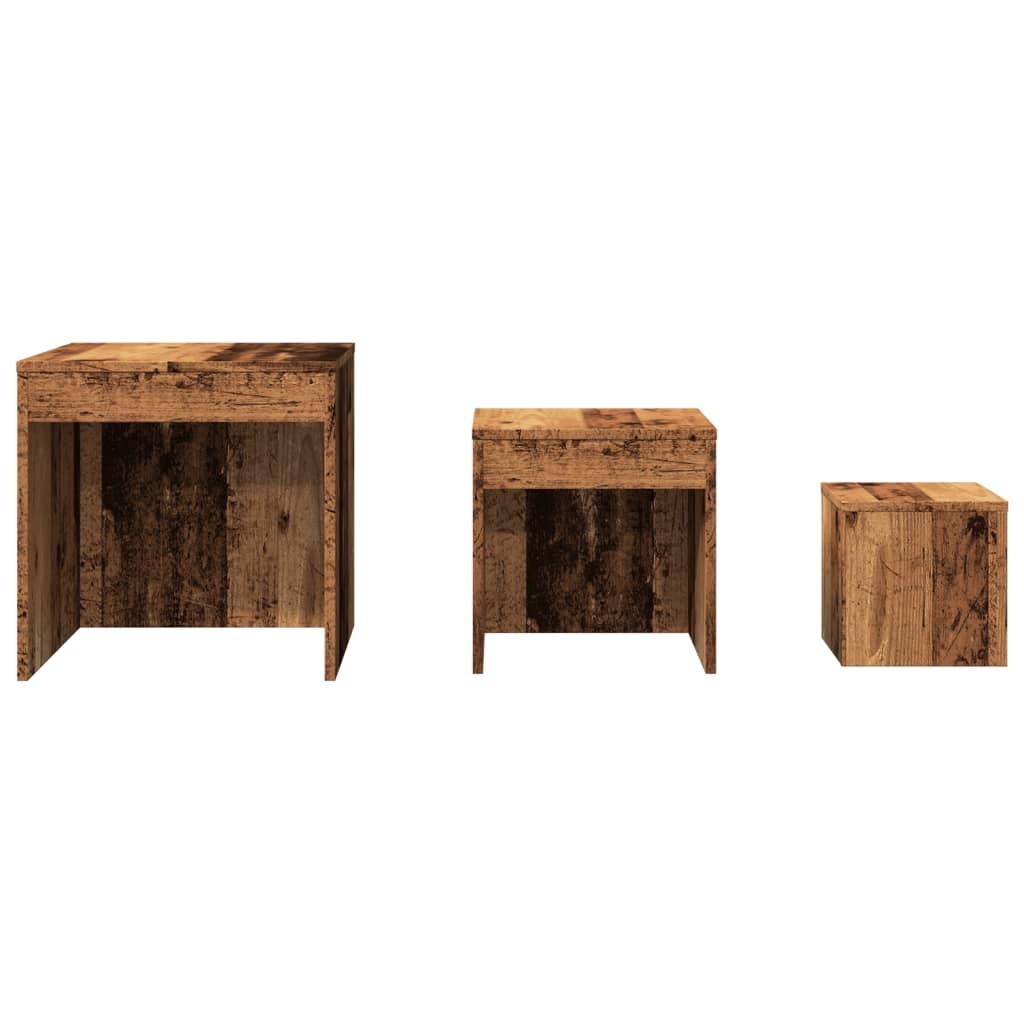 VidaXL 3-delige Tafeltjesset bewerkt hout oud houtkleurig