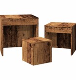 VidaXL 3-delige Tafeltjesset bewerkt hout oud houtkleurig