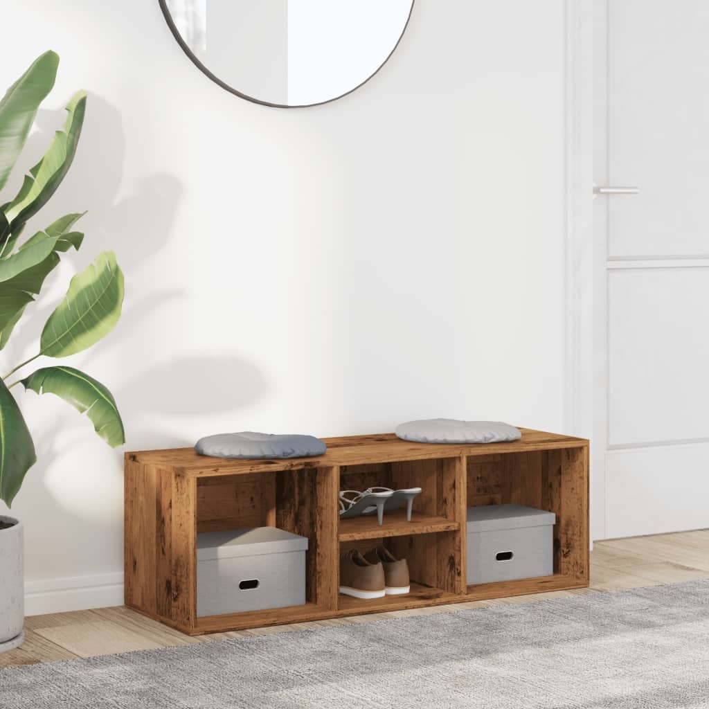 VidaXL Schoenenopbergbank 105x35x35 cm bewerkt hout oud houtkleurig