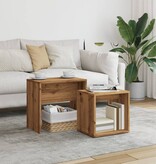 VidaXL 2-delige Tafeltjesset bewerkt hout artisanaal eikenkleurig