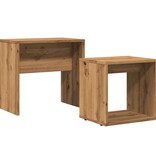 VidaXL 2-delige Tafeltjesset bewerkt hout artisanaal eikenkleurig