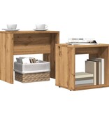 VidaXL 2-delige Tafeltjesset bewerkt hout artisanaal eikenkleurig