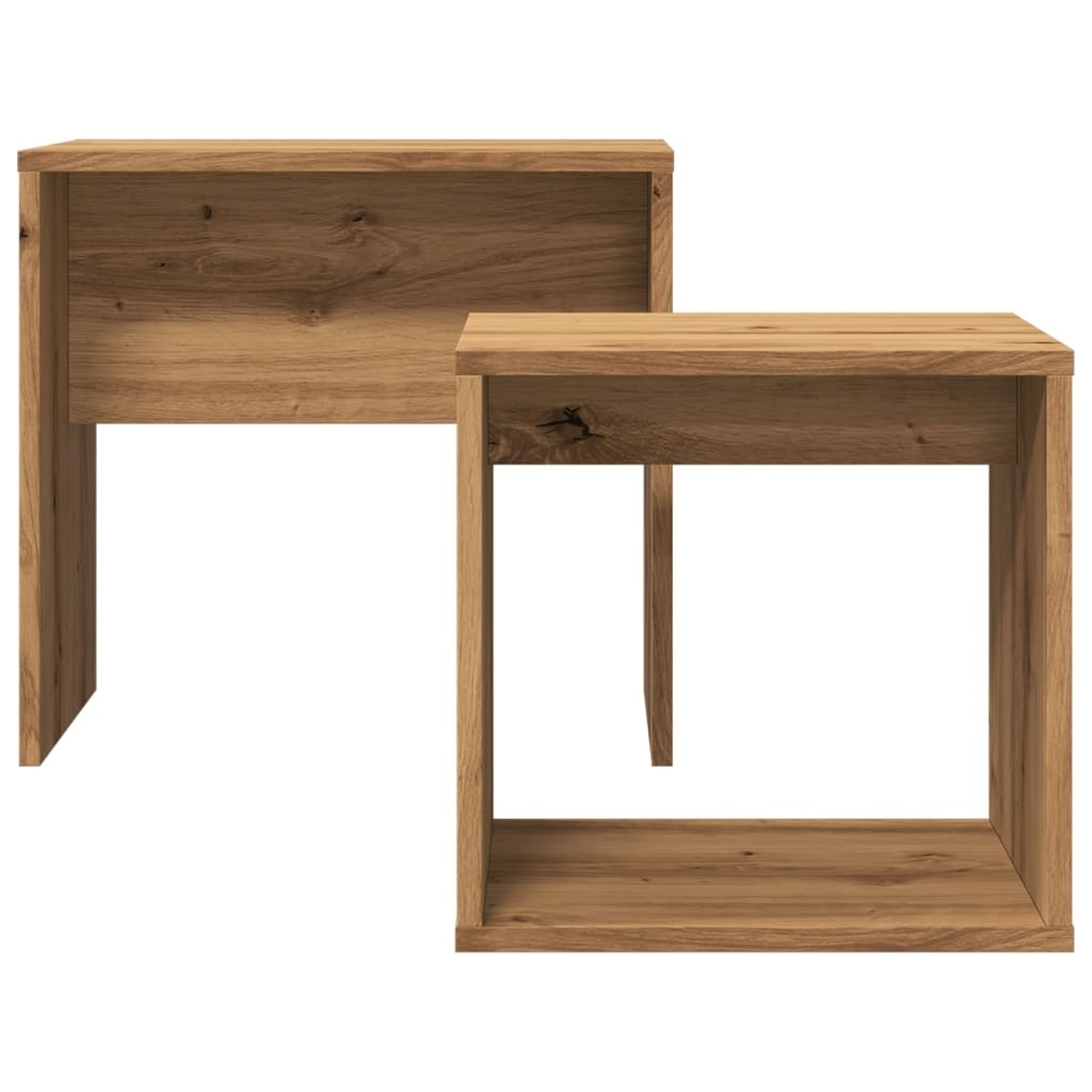 VidaXL 2-delige Tafeltjesset bewerkt hout artisanaal eikenkleurig