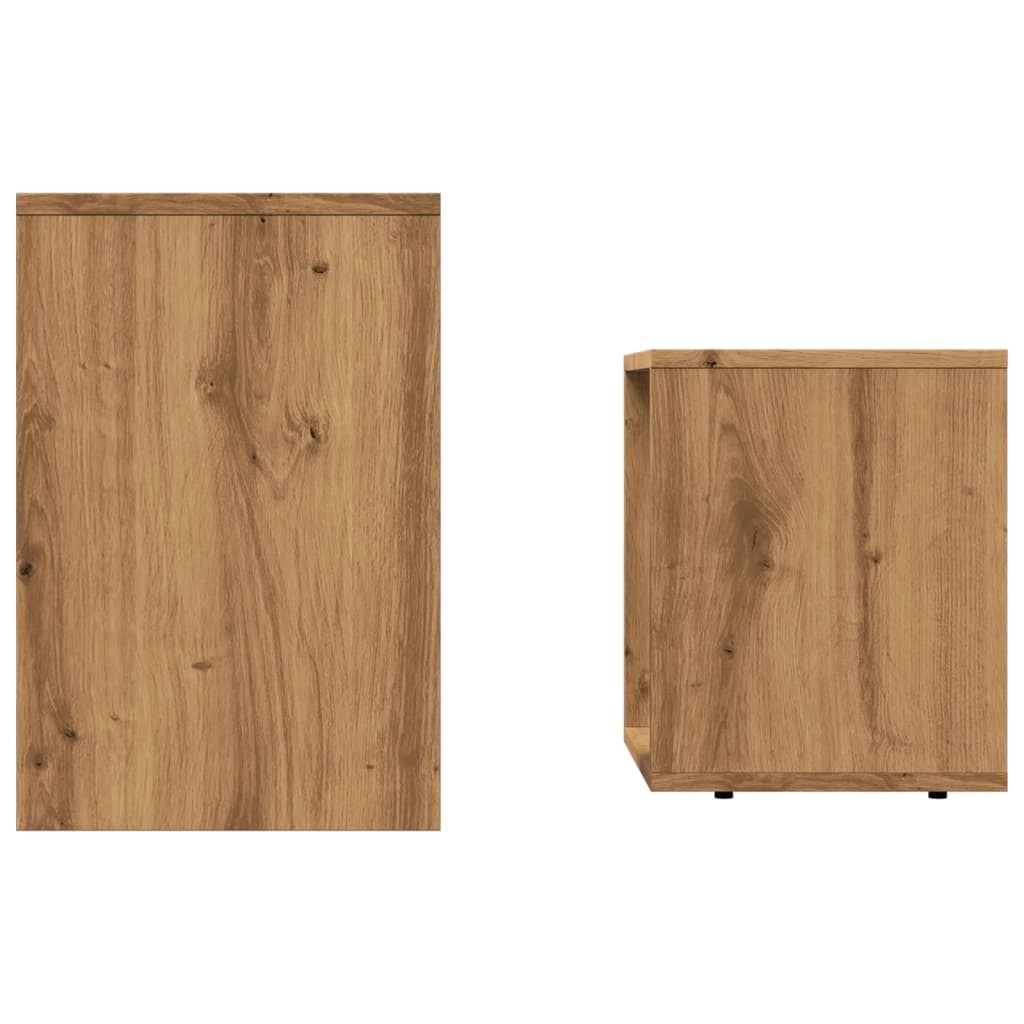 VidaXL 2-delige Tafeltjesset bewerkt hout artisanaal eikenkleurig