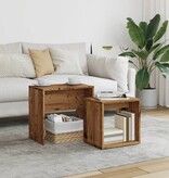VidaXL 2-delige Tafeltjesset bewerkt hout oud houtkleurig