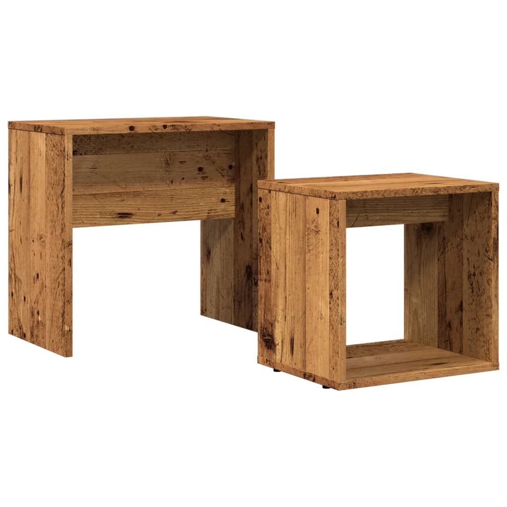 VidaXL 2-delige Tafeltjesset bewerkt hout oud houtkleurig