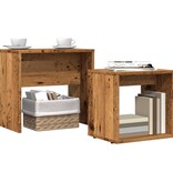 VidaXL 2-delige Tafeltjesset bewerkt hout oud houtkleurig