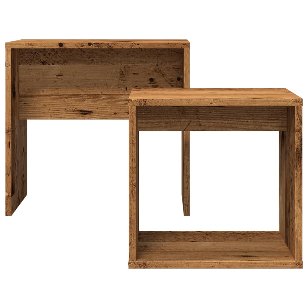 VidaXL 2-delige Tafeltjesset bewerkt hout oud houtkleurig