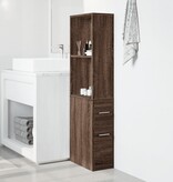 VidaXL Badkamerkast smal met wielen bewerkt hout bruin eikenkleurig
