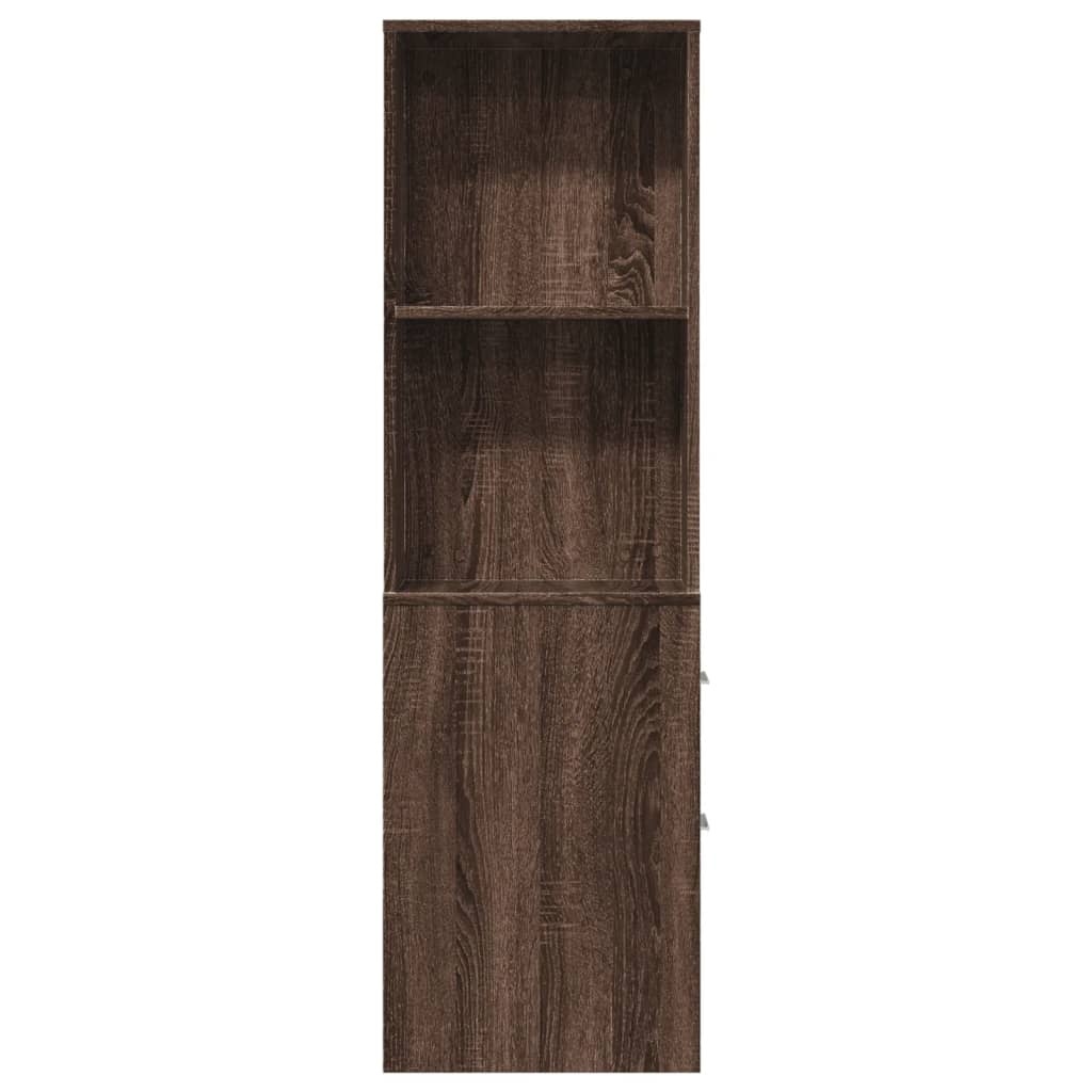 VidaXL Badkamerkast smal met wielen bewerkt hout bruin eikenkleurig