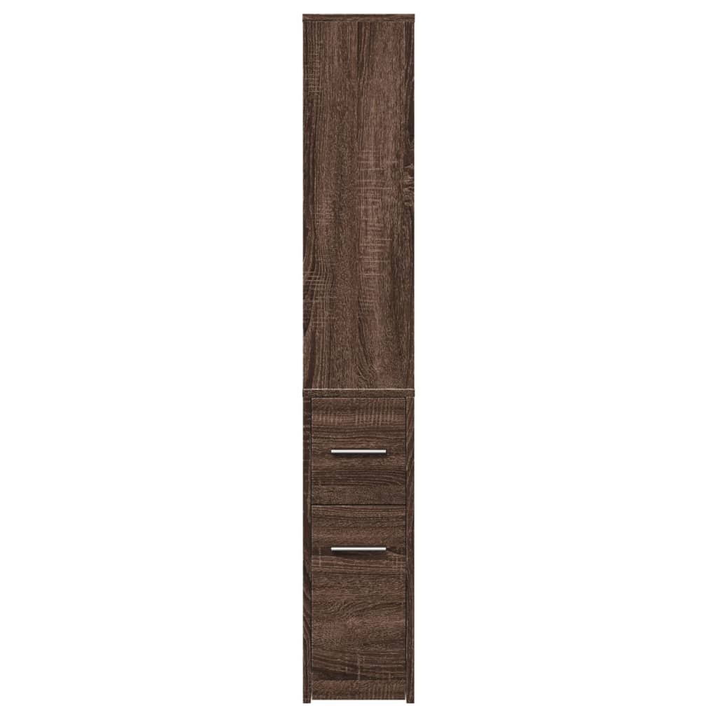 VidaXL Badkamerkast smal met wielen bewerkt hout bruin eikenkleurig