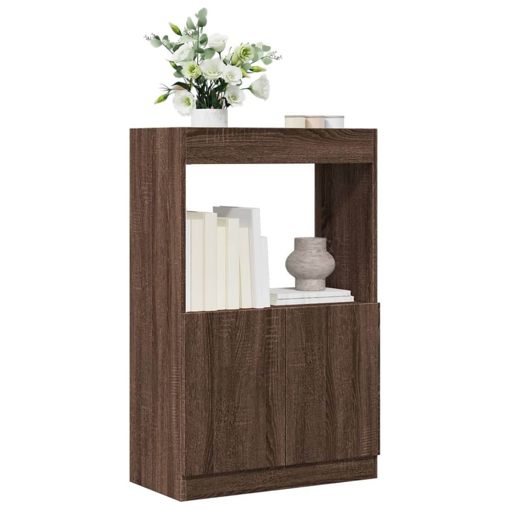 VidaXL Hoge kast 63x33x100 cm bewerkt hout bruin eikenkleurig
