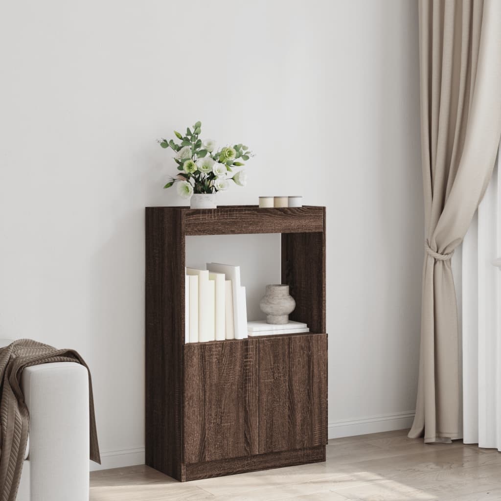 VidaXL Hoge kast 63x33x100 cm bewerkt hout bruin eikenkleurig