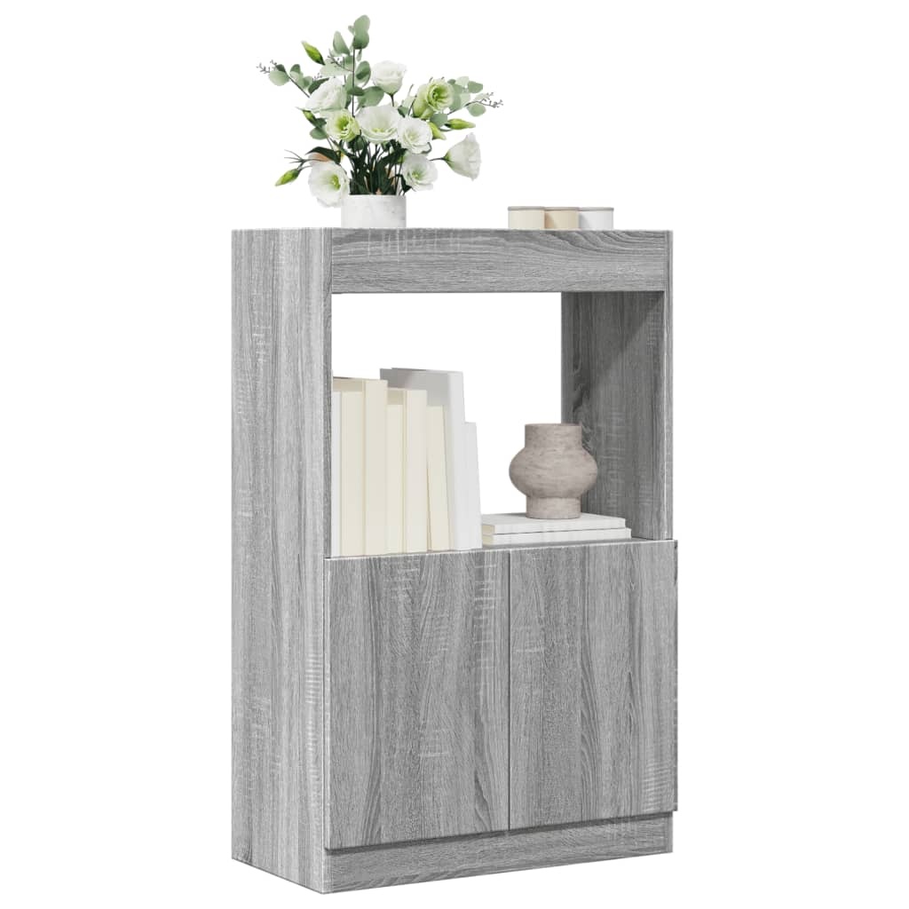 VidaXL Hoge kast 63x33x100 cm bewerkt hout grijs sonoma eikenkleurig