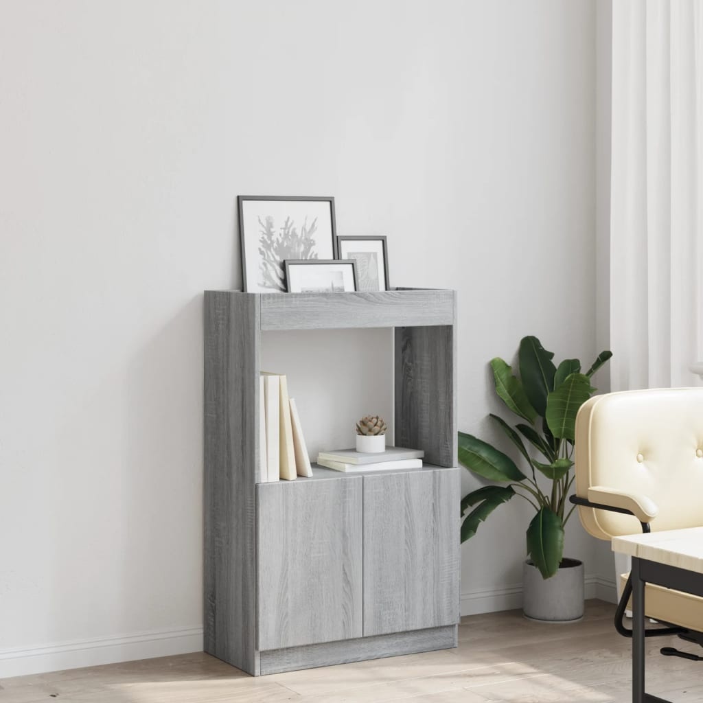 VidaXL Hoge kast 63x33x100 cm bewerkt hout grijs sonoma eikenkleurig