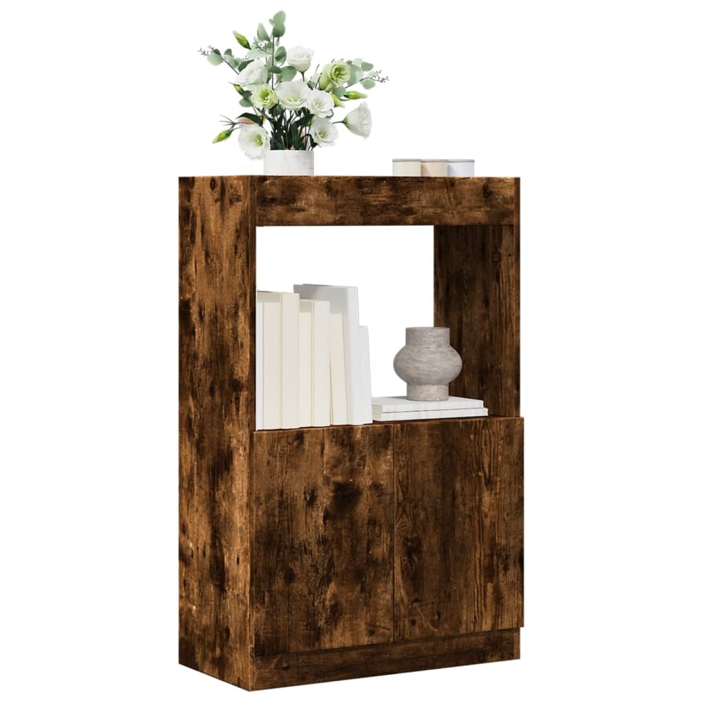 VidaXL Hoge kast 63x33x100 cm bewerkt hout gerookt eikenkleurig