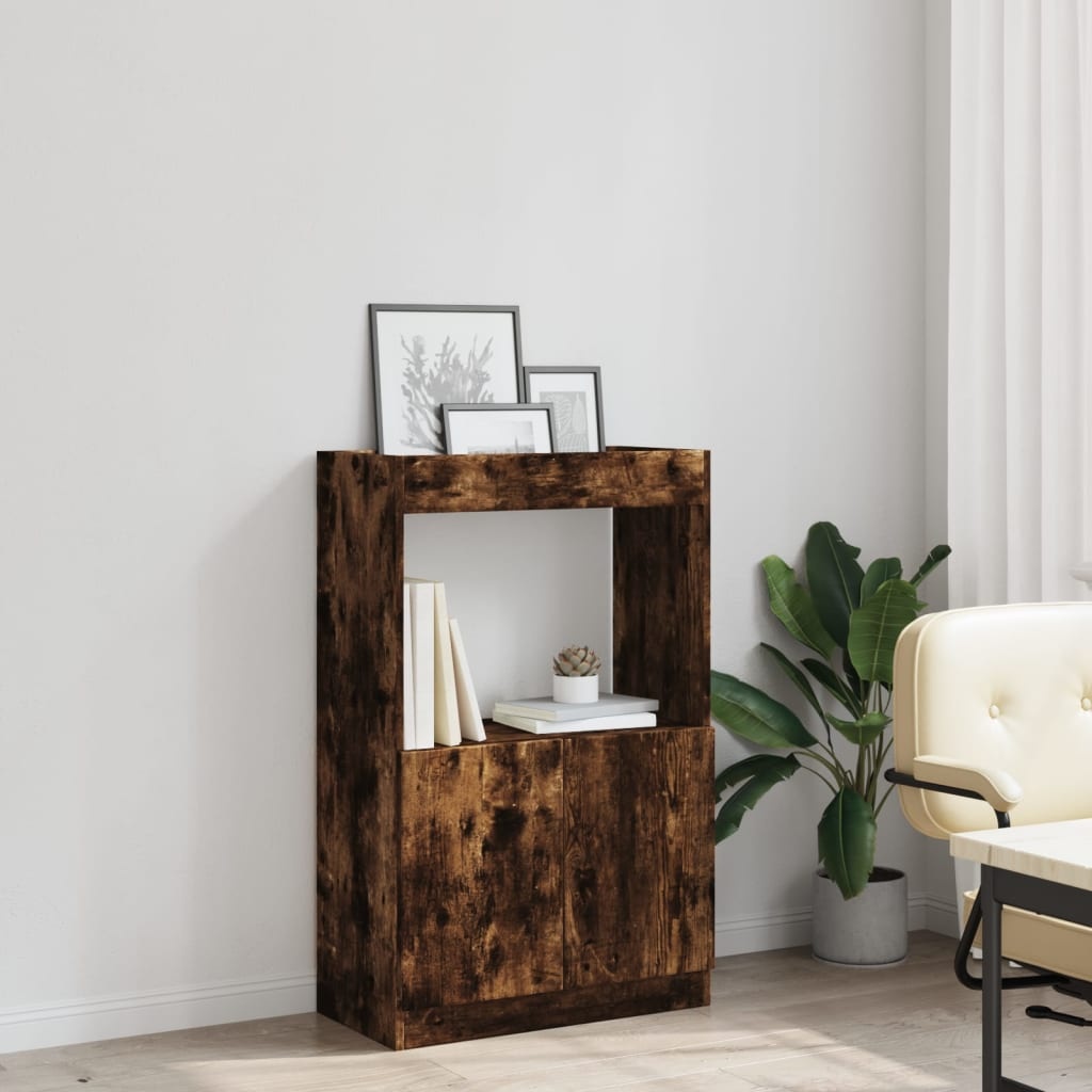 VidaXL Hoge kast 63x33x100 cm bewerkt hout gerookt eikenkleurig