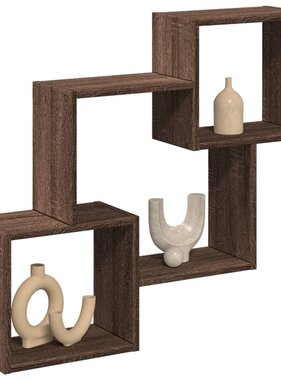 VidaXL Wandkast 78x18x71 cm bewerkt hout bruin eikenkleur