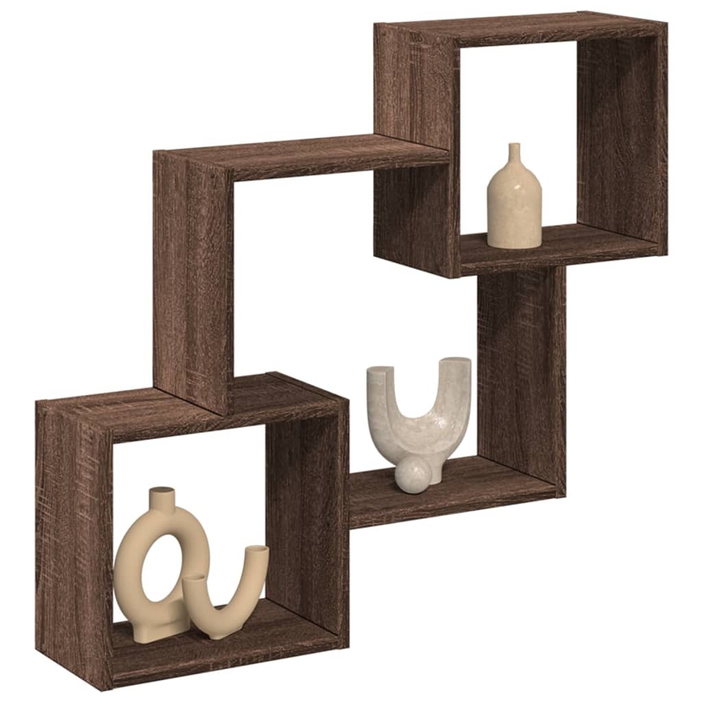 VidaXL Wandkast 78x18x71 cm bewerkt hout bruin eikenkleur