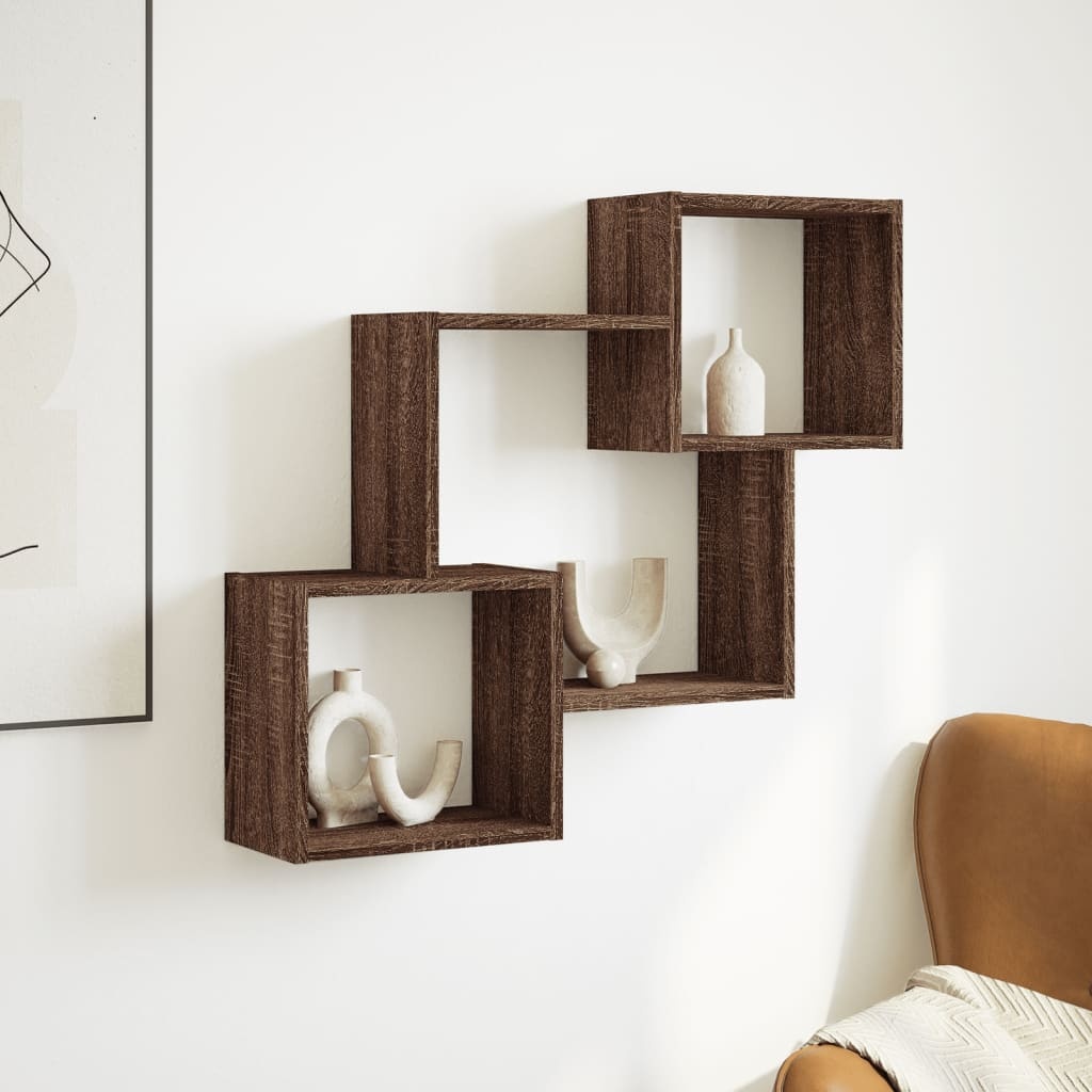 VidaXL Wandkast 78x18x71 cm bewerkt hout bruin eikenkleur