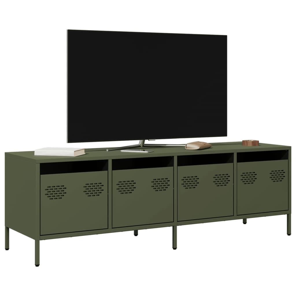 VidaXL Tv-meubel 135x39x43,5 cm koudgewalst staal olijfgroen