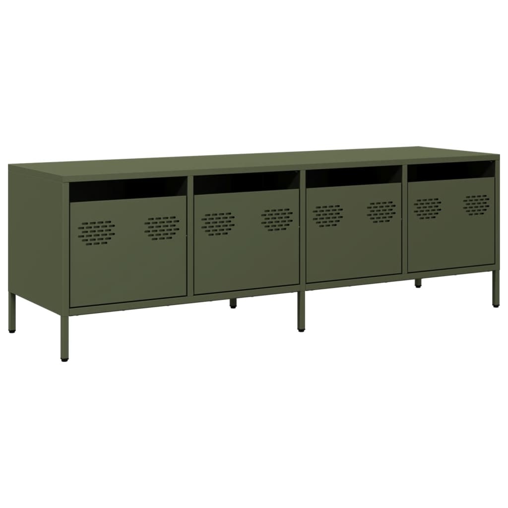 VidaXL Tv-meubel 135x39x43,5 cm koudgewalst staal olijfgroen