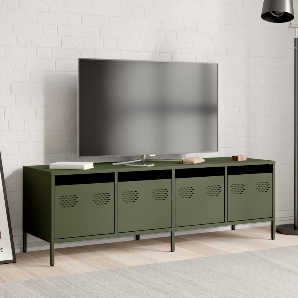 VidaXL Tv-meubel 135x39x43,5 cm koudgewalst staal olijfgroen