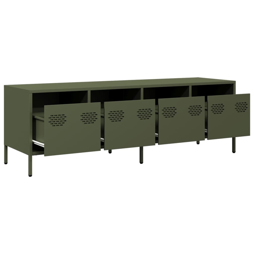 VidaXL Tv-meubel 135x39x43,5 cm koudgewalst staal olijfgroen