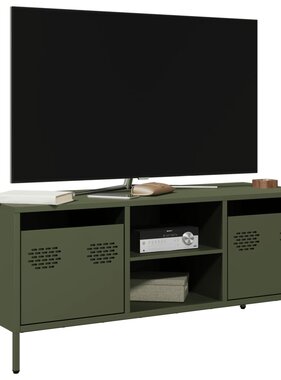 VidaXL Tv-meubel 101,5x39x43,5 cm koudgewalst staal olijfgroen