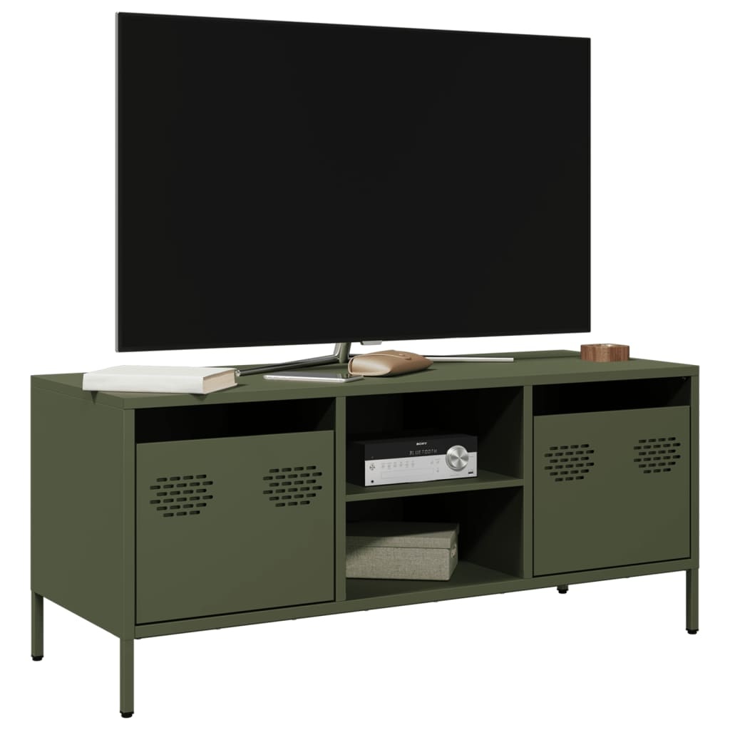 VidaXL Tv-meubel 101,5x39x43,5 cm koudgewalst staal olijfgroen