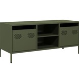 VidaXL Tv-meubel 101,5x39x43,5 cm koudgewalst staal olijfgroen