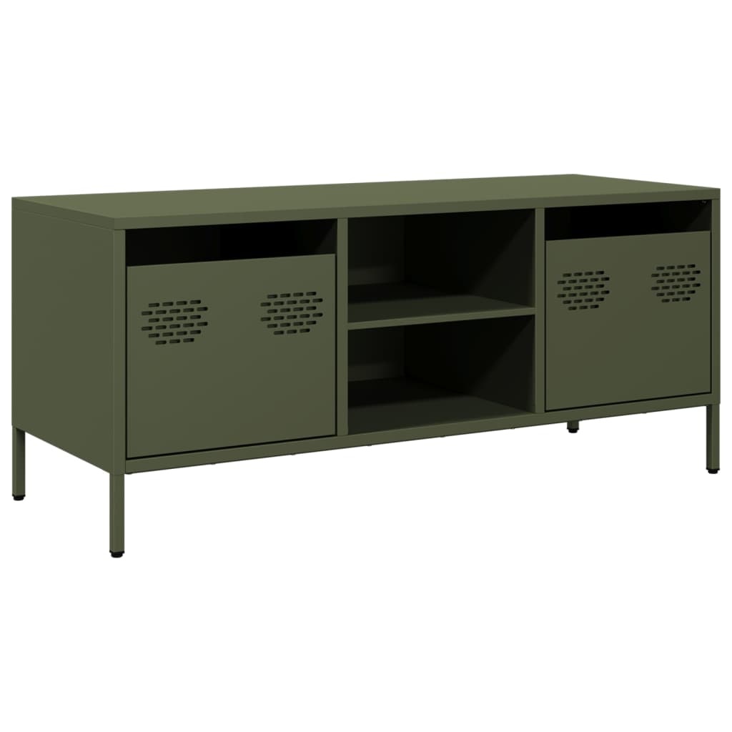 VidaXL Tv-meubel 101,5x39x43,5 cm koudgewalst staal olijfgroen