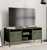 VidaXL Tv-meubel 101,5x39x43,5 cm koudgewalst staal olijfgroen
