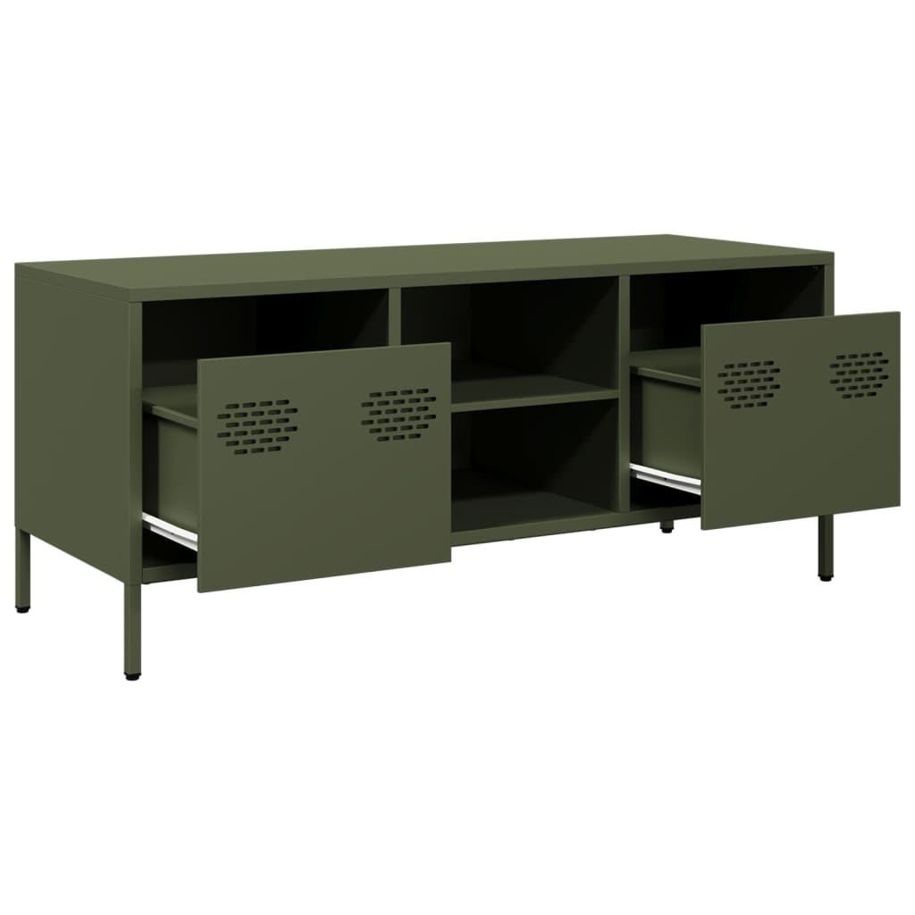 VidaXL Tv-meubel 101,5x39x43,5 cm koudgewalst staal olijfgroen