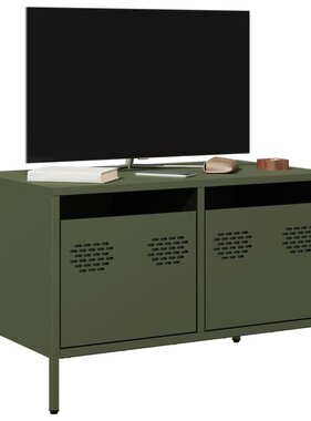 VidaXL Tv-meubel 68x39x43,5 cm koudgewalst staal olijfgroen