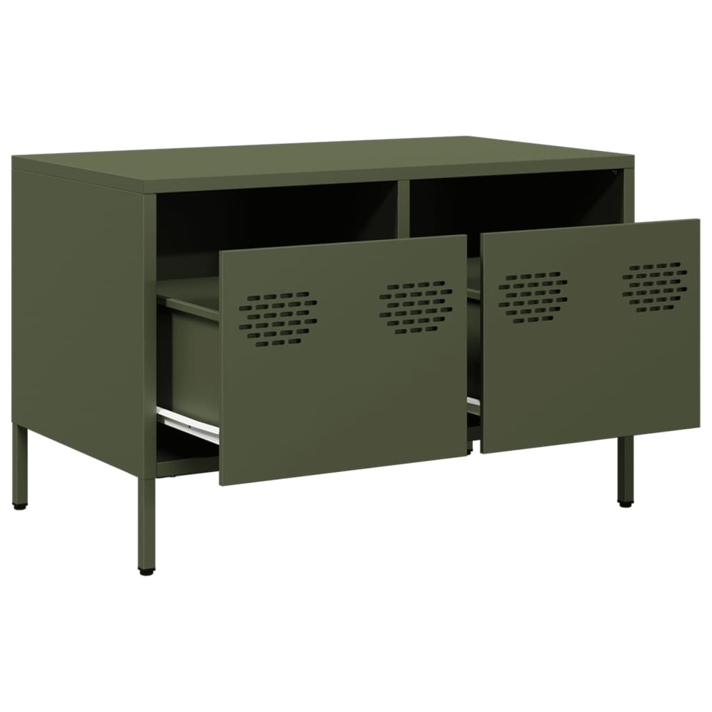VidaXL Tv-meubel 68x39x43,5 cm koudgewalst staal olijfgroen
