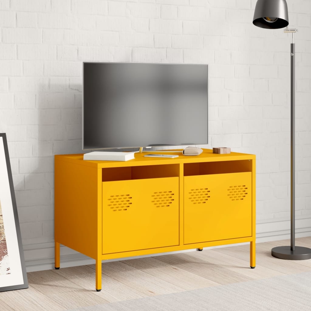 VidaXL Tv-meubel 68x39x43,5 cm koudgewalst staal mosterdgeel