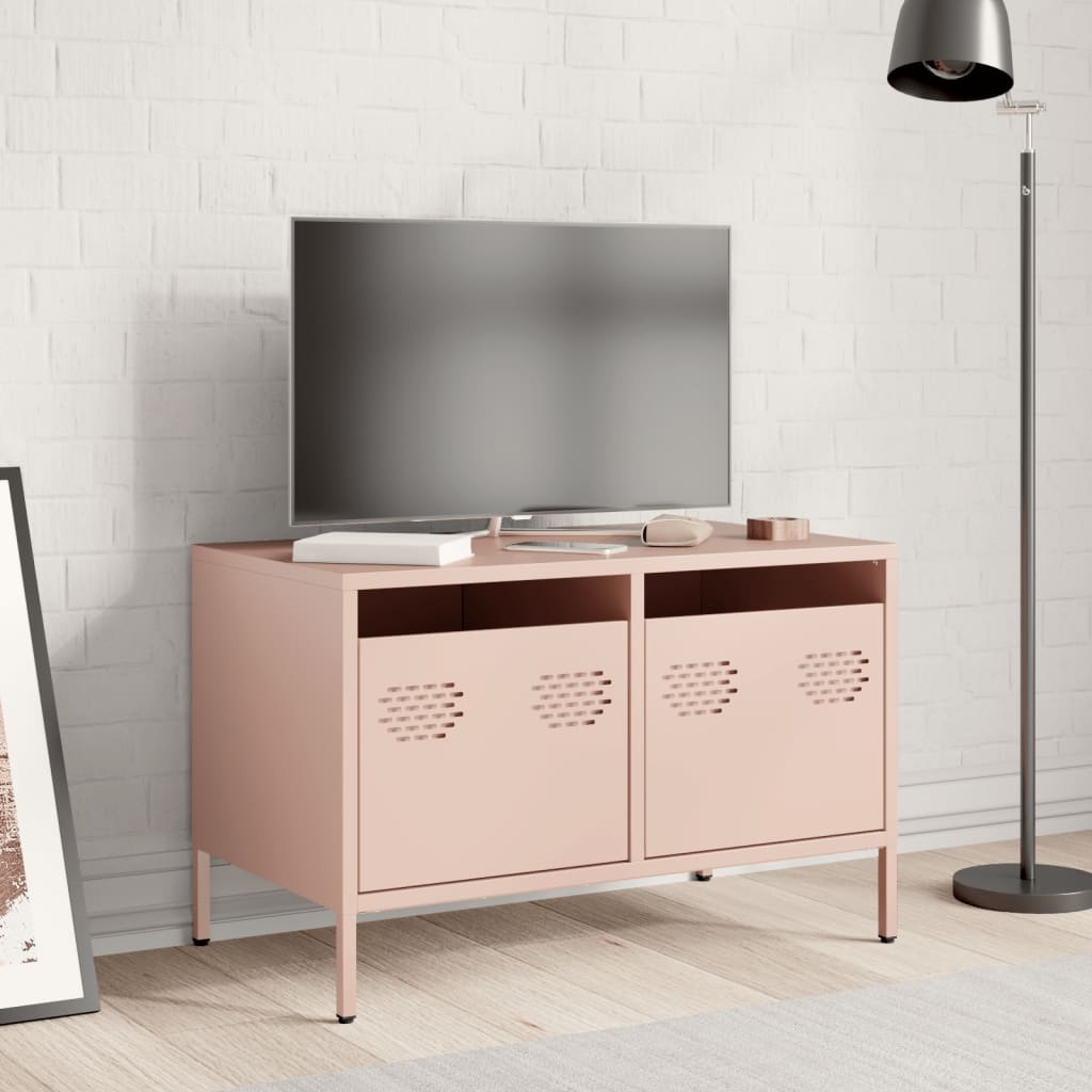 VidaXL Tv-meubel 68x39x43,5 cm koudgewalst staal roze