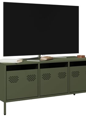 VidaXL Tv-meubel 101,5x39x43,5 cm koudgewalst staal olijfgroen