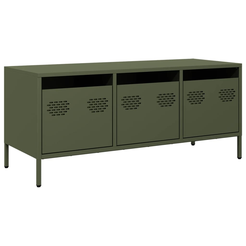 VidaXL Tv-meubel 101,5x39x43,5 cm koudgewalst staal olijfgroen