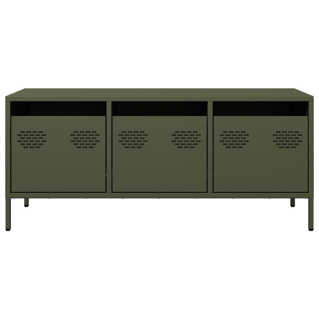 VidaXL Tv-meubel 101,5x39x43,5 cm koudgewalst staal olijfgroen