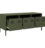 VidaXL Tv-meubel 101,5x39x43,5 cm koudgewalst staal olijfgroen