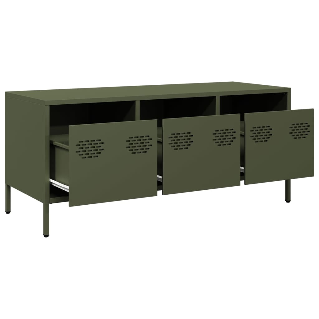 VidaXL Tv-meubel 101,5x39x43,5 cm koudgewalst staal olijfgroen