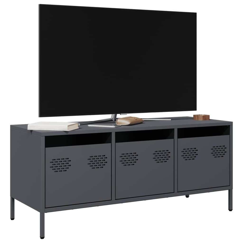 VidaXL Tv-meubel 101,5x39x43,5 cm koudgewalst staal antracietkleurig