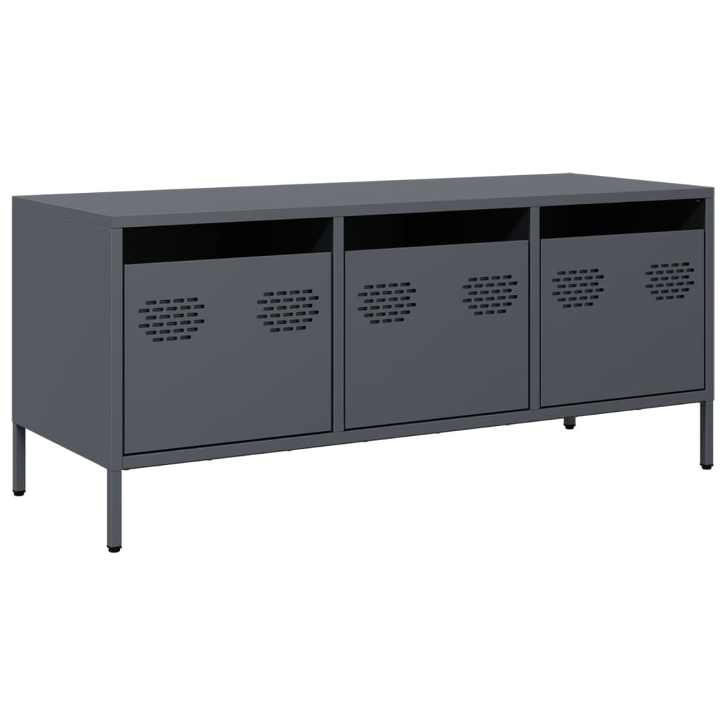 VidaXL Tv-meubel 101,5x39x43,5 cm koudgewalst staal antracietkleurig