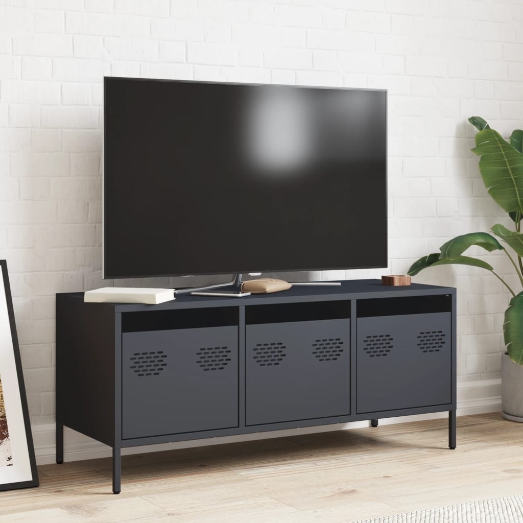 VidaXL Tv-meubel 101,5x39x43,5 cm koudgewalst staal antracietkleurig