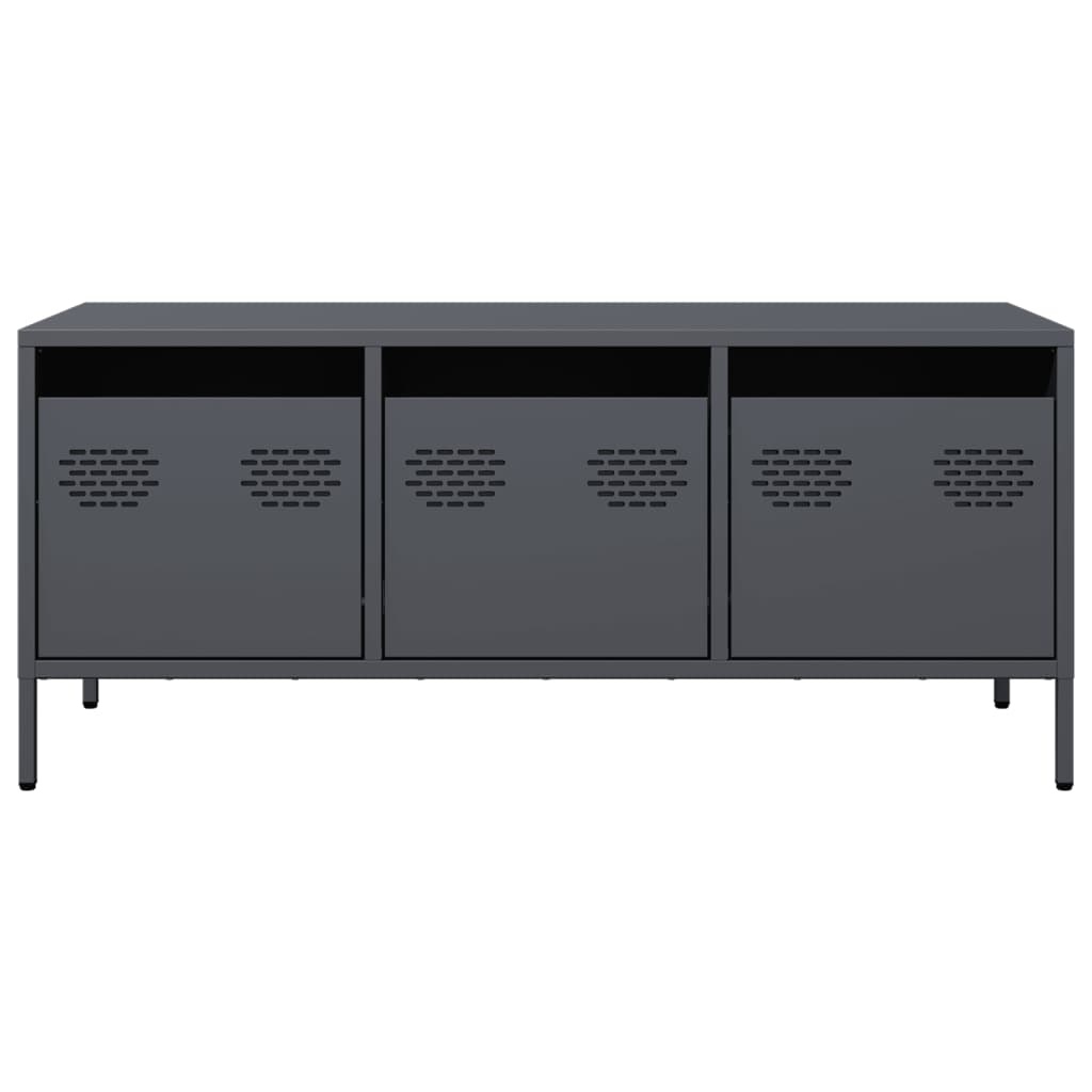 VidaXL Tv-meubel 101,5x39x43,5 cm koudgewalst staal antracietkleurig